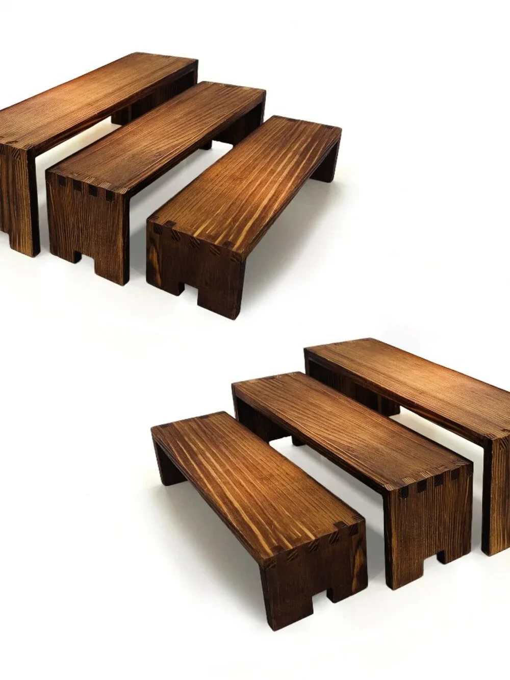 Yikaroeli 2 Set Wood Display Risers Small Wooden Stand for Display Cupcake Stand